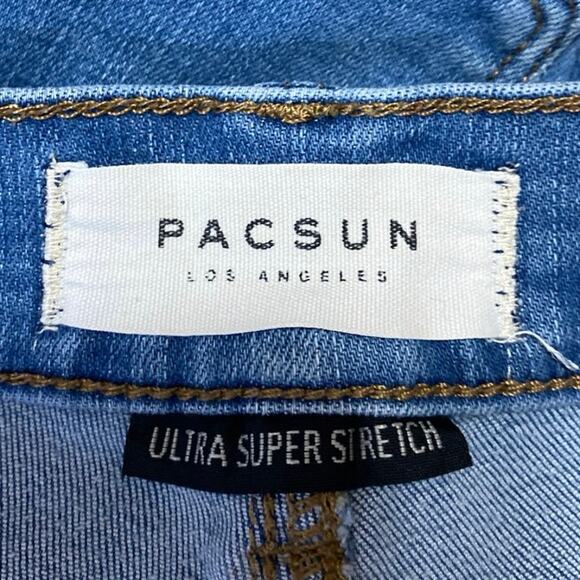 Pacsun Blue Skinny Leg Super High rise Raw Hem Ankle Denim Jeans Pants Size 25 - Picture 4 of 6
